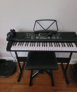 Hamzer 61-Key Portable Electronic Keyboard Piano with Stand, Stool, Headphones, Microphone & Sticker Sheet 60 61UqRuSEdCL