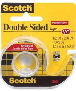 3M Double-Sided Tape with Dispenser, Permanent, 1/2 X 250 Inches, Clear, 2-Pack