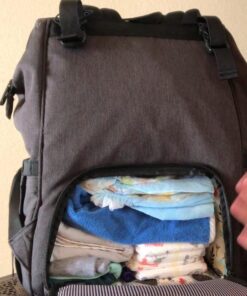 Hap Tim Diaper Bag Backpack,Large Capacity Travel Back Pack Maternity Baby Nappy Changing Bags, Double Compartments with Stroller Straps,Waterproof,Black (US7340-DG) Dark Grey 59 61Ur7m2vepL