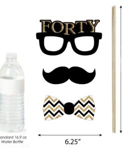 Adult 40th Birthday - Gold - Birthday Party Photo Booth Props Kit - 20 Count 16 61Usop4bgL