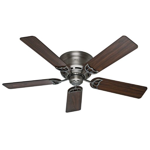 Hunter Fan Company Low Profile 52-inch Indoor Antique Pewter Traditional Ceiling Fan Without Light Kit, Includes Pull Chains, and Reversible WhisperWind Motor Antique Pewter finish