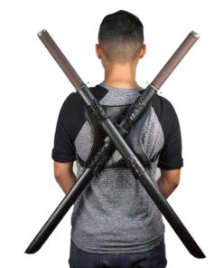 Alternative view of Ace Martial Arts Supply Leonardo Dual Ninja Swords with Back Carrying Scabbard