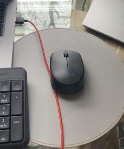 YXLILI Mouse Pad, Double-Sided Mouse Pads Small Round PU Leather Mouse Mat with Stitched Edge Waterproof Mouse Pads for Wireless Computer Mouse for Office Home Gaming Working Brown/Silver 25 61UxXNnlj3L