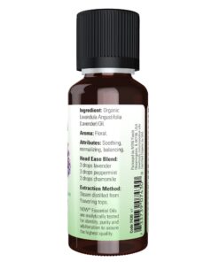 NOW Essential Oils, Organic Lavender Oil, Soothing Aromatherapy Scent, Steam Distilled, 100% Pure, Vegan, Child Resistant Cap, 1-Ounce 1 Fl Oz (Pack of 1) 12 61UxaWDRCaL