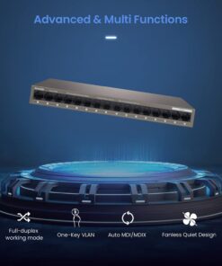 Tenda TEG1016M, 16 Port Gigabit Ethernet Switch, Unmanaged Network Switch Hub, Traffic Optimization, Plug & Play, Fan-Less Metal Design, Limited Lifetime Protection 8 61UysJFebWL