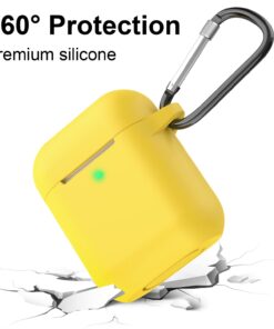 SATLITOG AirPods Case Cover with Secure Lock Keychain, Protective Silicone Cover Compatible with Apple AirPods 2nd & 1st Charging Case - Yellow 37 61UzwJ3k51L 1