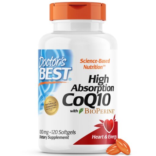 Doctor's Best High Absorption CoQ10 with BioPerine, Gluten Free, Naturally Fermented, Heart Health, Energy Production, 100 mg, 120 Count Unflavored 120 S/G