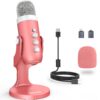 ZealSound Gaming USB Pink Microphone with Quick Mute for Phone Computer PC PS5,Studio Mic with Gain Control,Echo&Monitor Volume Adjust for Streaming Vocal Recording ASMR Podcast Video K66 3 61V5KhEm0L