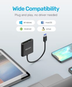 USB Card Reader, Unitek 3-Slot USB 3.0 Compact Card Reader, Read 3 Cards Simultaneously, Aluminum SD Micro SD CF Card Adapter Supports Flash Memory Card, Black 20 61V5qUULzL