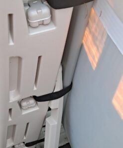 Confer Plastics 7200 Roll Guard 48" to 56" Adjustable A Frame Safety Ladder for Above Ground Outdoor Patio Swimming Pool Platform Ladder with Step Barrier, Warm Grey 48 61V632DccbL