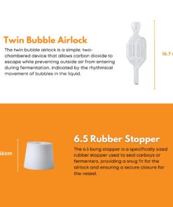 FastRack 1 gal Glass Wine Fermenter, INCLUDES Rubber Stopper and Twin Bubble Airlock, Multicolor 1 Count (Pack of 1) 20 61V6zVaDaUL