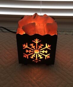 CRYSTAL DECOR Himalayan Pink Salt Lamp Basket & Dimmer Cord Bulb Snowflake 14 61V7 4SW9BL