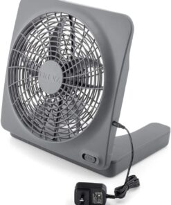 O2COOL Treva 10-Inch Portable Desktop Air Circulation Battery Fan, 2 Speed, Compact Folding & Tilt Design, with AC Adapter (Graphite) 20 61V8CaWOfL