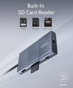 Anker USB C Hub, PowerExpand 6-in-1 Adapter, with 4K HDMI, 100W Power Delivery Port, 2 10 Gbps A Ports, SD Card Reader, and 3.5mm Audio, for MacBook Air, Pro, XPS, More 18 61V8aSbQaOS