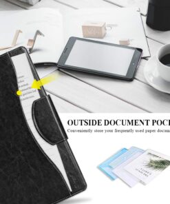 Skycase Padfolio Portfolio Case,Leather Portfolio Folder,Resume/Conference/Legal Document Executive Organizer with Letter/A4 Size Clipboard,Business Card Holder,Padfolio Portfolio for Women/Men,Black Black 26 61V8lEgo6KL