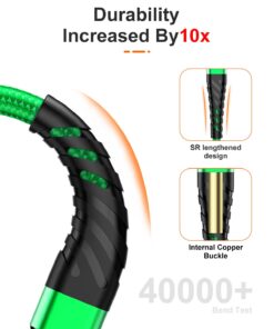 Alternative view of (2 Pack) Long iPhone Charger for [MFi Certified],CyvenSmart Lightning Cable Fast Charging Cord 10 Feet for iPhone 13/12/12 Pro/11/11 Pro/11 Pro Max/XS/XS Max/XR/X/8/8 Plus/7/7 Plus/6 Plus (3ft, green) 3 ft