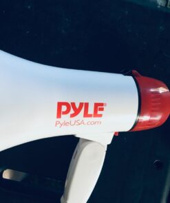 Pyle Megaphone Speaker PA Bullhorn - 20 Watts & Adjustable Vol Control w/ Built-in Siren & 800 Yard Range for Football, Baseball, Hockey, Cheerleading Fans & Coaches or for Safety Drills - PMP20,White 53 61V9tjUWihL 1
