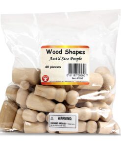 Hygloss Wood Peg Dolls – Craft Paintable Birchwood Doll People – Assorted Family, 40 Pieces Assorted, 40-Pack 15 61VBJ473FdL
