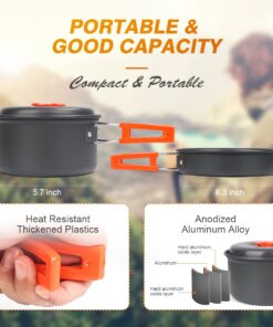Alternative view of Bisgear 16pcs Camping Cookware Backpacking Stove Mess Kit – Camping Cooking Set - Camping Pots and Pans Set - Camping Accessories Equipment - Backpacking Supplies Survival Gear Orange