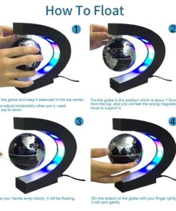 Senders Floating Globe with LED Lights C Shape Magnetic Levitation Floating Globe World Map for Desk Decoration (Black-Silver) 11 61VH71A8KqL