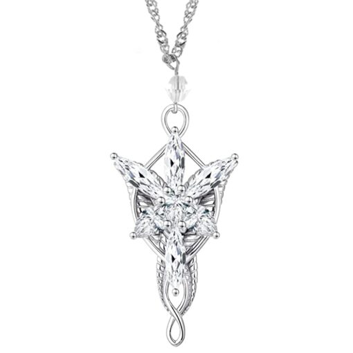 MagiDeal The Lord of the Rings Lady Arwen Evenstar Inspired Collectible Plated Pendant with 20-Inch Chain Necklace Silver