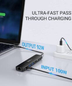 USB C Hub 4K 60Hz, Dockteck 7-in-1 USB C PD Ethernet Hub Dongle with 4K 60Hz HDMI, 1Gbps Ethernet, 100W PD, 2 USB 3.0, SD/Micro SD for MacBook Air/Pro M1 2020, iPad Pro 2021, iPad Mini 6 and More 26 61VLEJ1AedL