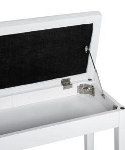 HOMCOM Piano Bench, Duet Piano Chair with Faux Leather Padded Cushion and Wooden Frame, Button Tufted Keyboard Bench, White Country White 39 61VLTPBRvWL