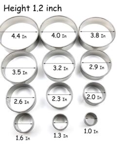 Alternative view of RIHAI Stainless Steel Round Cookie Cutter Set, 12 Circular Biscuit Cutters Round Donut Ring Molds for Baking 1.2 Inch Height