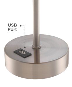 360 Lighting Justin 18" High Small Modern Accent Table Lamps Set of 2 USB Port Pull Chain Silver Finish Metal White Shade Living Room Charging Bedroom Bedside Nightstand House Office Home Justin Silver 34 61VOZLGVvGL