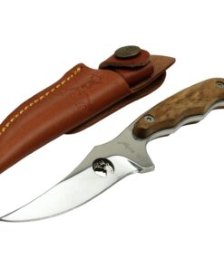 Alternative view of Elk Ridge ER-059 Series Fixed Blade Hunting Knife, Straight Edge Blade, Wood Handle, 7-Inch Length Maple Burl Wood