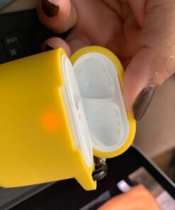 SATLITOG AirPods Case Cover with Secure Lock Keychain, Protective Silicone Cover Compatible with Apple AirPods 2nd & 1st Charging Case - Yellow 54 61VPQM 6azL 1