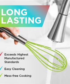 Silicone Whisk Set of 3 - Silicone Whisks for Cooking Non-Scratch - Silicone Whisk Set - Hand Whisk - Wisk - Metal Whisk - Small Whisk - Mini Whisk - Stainless Steel Whisk Multicolor 24 61VQ3aACRiL