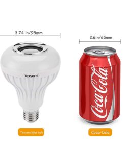 Texsens LED Light Bulb Bluetooth Speaker, 6W E26 RGB Changing Lamp Wireless Stereo Audio with 24 Keys Remote Control 24 61VRS37Q5mL