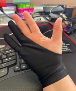 OTraki 4 Pack Artist Gloves for Drawing Tablet Free Size with Two Fingers for Graphics Pad Painting Good for Right or Left Hand - 2.95 x 7.87 inch M Black 44 61VRbohqVZL