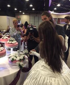 EBOOT 4 Row 10 Yard Acrylic Rhinestone Diamond Ribbon for Wedding Cakes, Birthday Decorations, Baby Shower Events and Arts and Crafts Projects (Silver) Silver 27 61VT7kFurqL