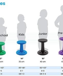 Kore Kids Wobble Chair - Flexible Seating Stool for Classroom & Elementary School, ADD/ADHD - Made in The USA - Age 6-7, Grade 1-2, Blue (14in) Kids (14in Tall) 13 61VUbDeR3L