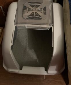 Catit Airsift Jumbo Hooded Cat Litter Pan, Warm Gray - Privacy and Easy Access for Cleaning - Ideal for Larger Cat Breeds or Multiple Cat Households 43 61VUfkVWssL