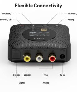 1Mii B06HD+ Hi-Res Bluetooth 5.1 Music Receiver for Home Stereo w/LDAC, Hi-Fi Bluetooth Adapter w/Audiophile DAC aptX HD Volume Control OLED Display, Wireless Audio Adapter for AV Receiver/Amplifier Black 27 61VYmDEYxeL