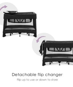 4moms Breeze Plus Portable Playard with Removable Bassinet and Baby Changing Station, Easy One-Handed Setup, from The Makers of The mamaRoo 24 61VZgLHDjcS