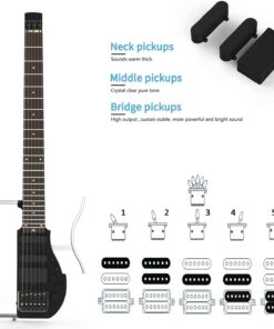 Asmuse Foldable Travel Headless Electric Guitar with Built In Headphone Jack Full-Scale Overhead Guitar ALP AD-80 Ultra-Light Portable and Rechargeable with USB Cable and Gig Bag E-guitar 16 61Vae9ikuuL