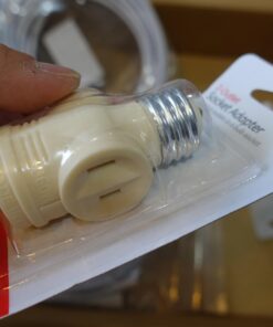 Power Gear 2-Outlet Socket Adapter, Add 2 Outlets to a Bulb Socket, 2 Prong, Polarized Outlets, Medium Base Socket, Use in Workshop, Garage or Utility Room, UL Listed, Light Almond, 54178 22 61VcxiCt8yL