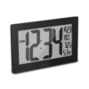 MARATHON Atomic Wall Clock with Stand, Black Frame/Black Stainless Steel Finish - Large, 9-Inch Display - AM/PM or 24-Hour Time Format, 8 Time Zones & Indoor Temperature - Two AA Batteries Included Black Brushed Steel + Square Edges