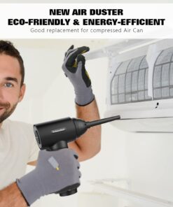 Compressed air Duster - 100000RPM Adjustable Electric Air Duster, Rechargeable 8000mAh Cordless for Dust Off/Cleaning Computer Electronics/Inflating Pool Toys, Replace Air Can/Pump 19 61VgteV3xiL
