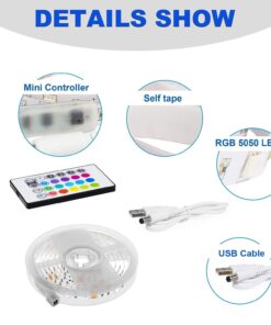 PANGTON VILLA Led Strip Lights 6.56ft for 40-60in TV, USB LED TV Backlight Kit with Remote - 16 Color 5050 LEDs Bias Lighting for HDTV 6.56 ft 29 61Vhy8WGH5L