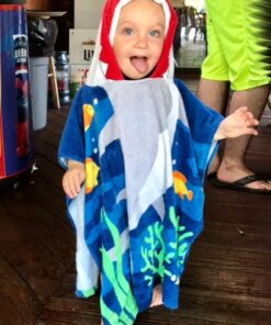 PERYOUN Child 100% Cotton Hooded Towel 24 x 48 inches (BlueShark) Blue 23 61Vi6Omk7hL