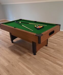 Mizerak Dynasty Space Saver 6.5' Billiard Table with Leg Levelers, Automatic Ball Return, and Classic Green Nylon Cloth 86 61VjdcCIBbL