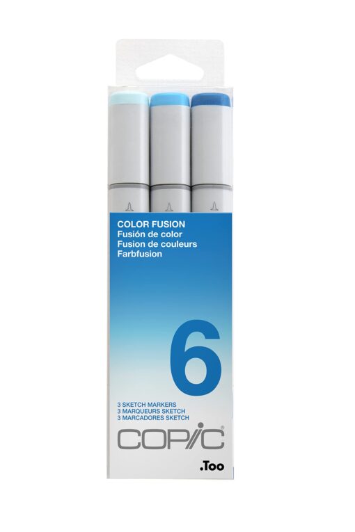 Copic Sketch, Alcohol-based Markers, 3pc Set, Color Fusion #6 Blue