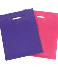 Alternative view of 100 12x15 Glossy Pink and Purple Plastic Merchandise Bags w/Handles