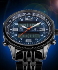 VIGOROSO Men's LED Analog Digital Date Week Sports Outdoor Steel Blue Dial Watch Black&Blue 27 61VpNoqsWWL