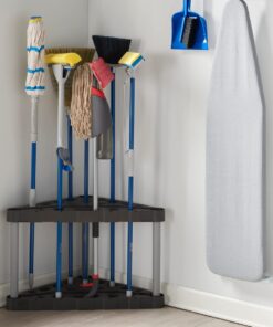 Rubbermaid Plastic Garage Corner Tool Tower Rack, Easy to Assemble, Organizes up to 30 Long-Handled Tools/Rakes/ Brooms/Shovles for Home/House/Outdoor/Sheds Corner Tower 28 61VpdlRYSAL